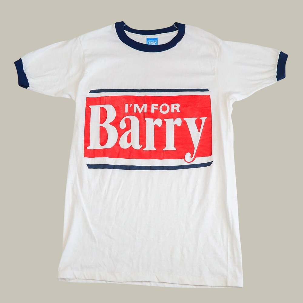 Vintage 1980 Barry Goldwater Ringer T Shirt Screen Stars USA Political Campaign
